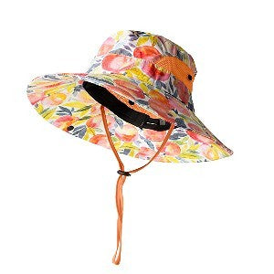 Women's Wide Brim Straw Hat with Flower Sash Pink